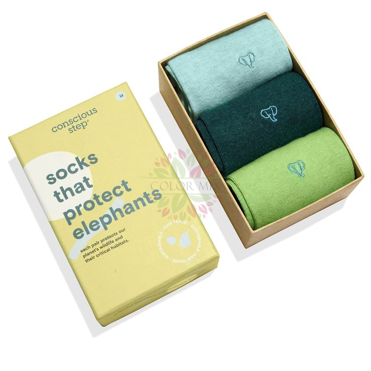 Caja plegable de embalaje de calcetines con ventana de visualización